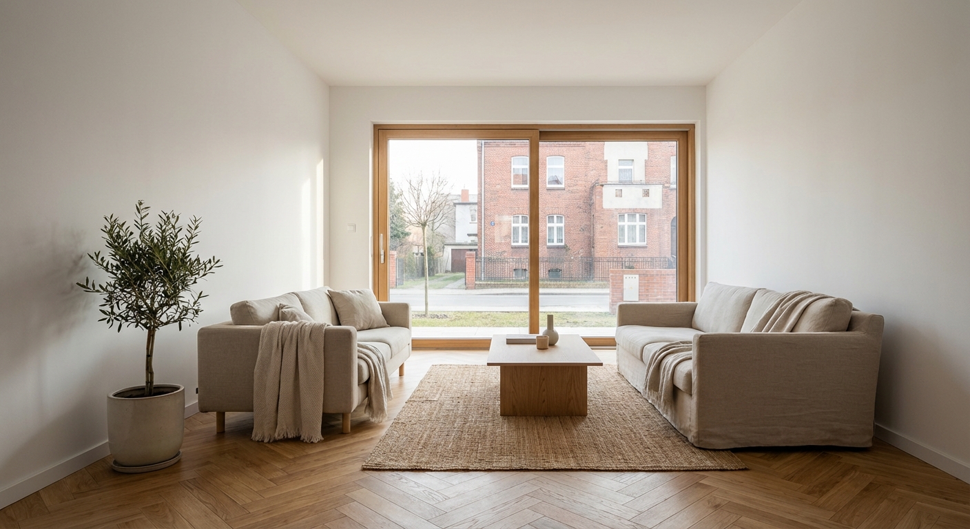 Wykończone wnętrze - salon po remoncie